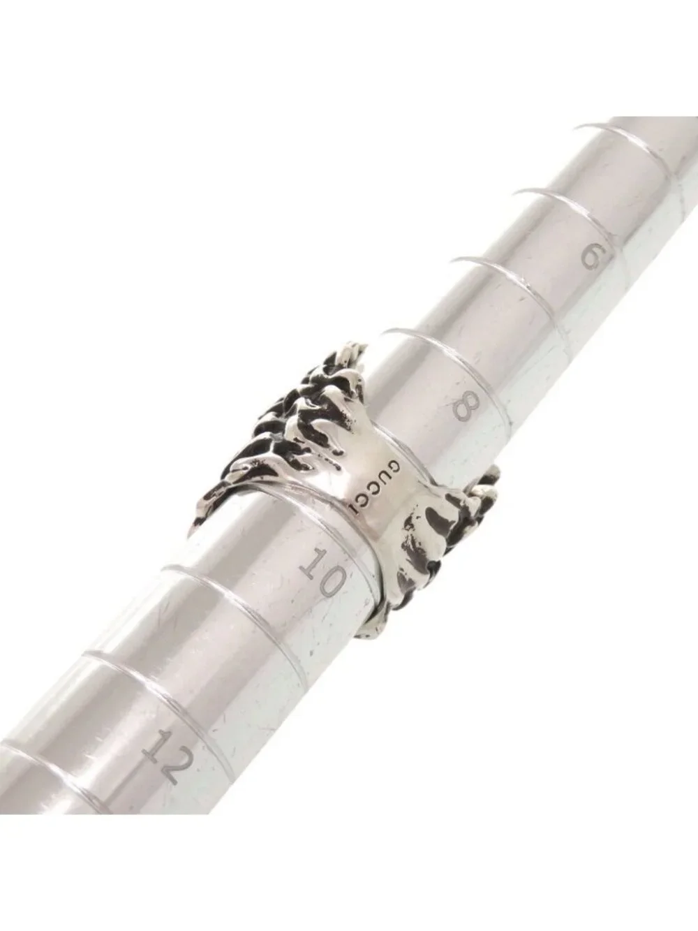 Gucci Lion Head Metal Stone Silver Ring